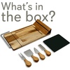 image:imageNutriChef Slicing Bamboo Cheese Board Platter  4 Stainless Steel Knives and Magnet Holder  Modern Wood Snack Serving Tray w Stone Slate Slab  Slicer Blade for Cutting  NutriChef PKCZBD50