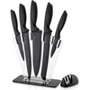 image:imageNutriChef 7 Piece Kitchen Knife Set  Stainless Steel Kitchen Precision Knives Set w 5 Knives amp Bonus Sharpener Acrylic Block Stand  Cutting Slicing Chopping Dicing  NCKNS7X