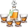 image:imageNutriChef Glass Whiskey Decanter  850ml Globe Whiskey Carafe Alcohol Decanter Set with Glasses  Liquor Decanter w Stopper amp Base For Brandy Wine Cognac Rum Gin Scotch Bourbon254 Ounces