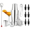 image:imageNutriChef Mixology Bartender Cocktail Shaker Set  Includes 15 amp 30 oz Stainless Steel Shakers 6 Bottle Pourers amp More  Essential Martini Making Kit  Drink Mixing Set  15 Piece Cocktail Bar Set15 Piece Set