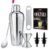 image:imageNutriChef Mixology Bartender Cocktail Shaker Set  Includes 15 amp 30 oz Stainless Steel Shakers 6 Bottle Pourers amp More  Essential Martini Making Kit  Drink Mixing Set  15 Piece Cocktail Bar Set7 Piece Set