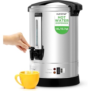 image:imageNutriChef Electric Water Boiler and Warmer  3L317 Qt Stainless Steel Electric Hot Water Dispenser wRotating Base Auto Shut Off Safety Lock Instant Heating for Coffee amp Tea NCHUB13137 Quarts