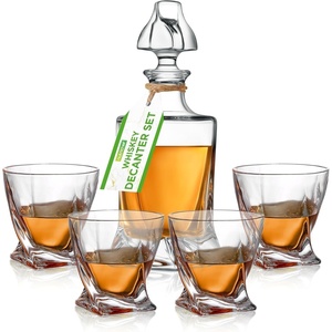image:imageNutriChef Glass Whiskey Decanter  850ml Globe Whiskey Carafe Alcohol Decanter Set with Glasses  Liquor Decanter w Stopper amp Base For Brandy Wine Cognac Rum Gin Scotch Bourbon254 Ounces