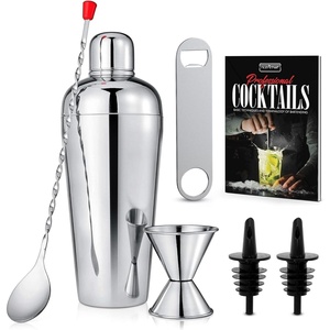 image:imageNutriChef Mixology Bartender Cocktail Shaker Set  Includes 15 amp 30 oz Stainless Steel Shakers 6 Bottle Pourers amp More  Essential Martini Making Kit  Drink Mixing Set  15 Piece Cocktail Bar Set7 Piece Set
