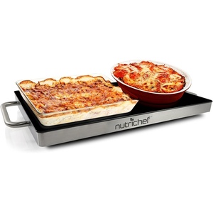 image:imageStainless Steel Warming Hot Plate  Keep Food Warm w Portable Electric Food Tray Dish Warmer w Black Glass Top For Restaurant Parties Buffet Serving Table or Countertop Use  NutriChef AZPKWTR15