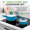 image:imageNutriChef 12Piece Stainless Steel Kitchenware  Pots amp Pans Set Clad Kitchen Cookware w Silicone Grip Handles Fry Pan Interior Coated w Prestige Ceramic NonStick Coating Stylish Kitchen CookwareGreen
