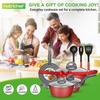image:imageNutriChef 12Piece Stainless Steel Kitchenware  Pots amp Pans Set Clad Kitchen Cookware w Silicone Grip Handles Fry Pan Interior Coated w Prestige Ceramic NonStick Coating Stylish Kitchen CookwareRed