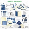 image:imageNutriChef 22Piece NonStick Ceramic Pots and Pans Set  For All Cooktops Including Induction  PTFE amp PFAS Free Includes Bakeware amp UtensilsBlue Gray
