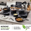 image:imageNutriChef 22Piece NonStick Ceramic Pots and Pans Set  For All Cooktops Including Induction  PTFE amp PFAS Free Includes Bakeware amp UtensilsMoon Grey Marble