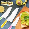 image:imageNutriChef 3Piece Nylon Kitchen Baking Knife Set  Childrens Cooking Knives Safe to Use Firm Grip Serrated Edges Kids Knives Protects Little Chefs Fingers Good For Cutting Food amp Vegetables