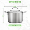 image:imageNutriChef 3Quart Stainless Steel Soup Pot  188 Food Grade Heavy Duty Cookware Stock Pot Stew Pot Simmering Pot Kitchenware wSee Through Lid Dishwasher Safe For Induction Gas Ceramic Cooktops3 Quarts
