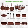 image:imageNutrichef 20 Piece Professional Home Kitchen Cookware and Bakeware Pots and Pans Set Non Stick Kitchenware CoolTouch Handles Non Toxic Safe for Gas Electric Induction Cooktops Easy CleanBrown