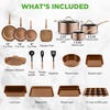 image:imageNutrichef 20 Piece Professional Home Kitchen Cookware and Bakeware Pots and Pans Set Non Stick Kitchenware CoolTouch Handles Non Toxic Safe for Gas Electric Induction Cooktops Easy CleanMatte Gold