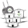 image:imageNutriChef 12Piece Stainless Steel Kitchenware  Pots amp Pans Set Clad Kitchen Cookware w Silicone Grip Handles Fry Pan Interior Coated w Prestige Ceramic NonStick Coating Stylish Kitchen CookwareSilver