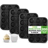 image:imageNutriChef Muffin Pans for Baking 4Pack  Nonstick 12 Mold Cupcake Tins  Carbon Steel Stackable Cup Cake Trays  Dishwasher amp Oven Safe  Includes 200 Parchment Paper Liners  13 x 10 x 1  BlackBlack