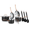 image:imageNutriChef NonStick Kitchenware Pots amp Pans11 Pcs Stylish Kitchen Set wModern Cookware Design Small amp Medium Skillet Fry Pans wGolden Handles NCONYX
