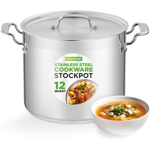 image:imageNutriChef 12Quart Stainless Steel Stockpot with Stainless Steel Lid  188 Food Grade Heavy Duty Large Stock Pot for Stew amp Soup Works wInduction12 Quarts