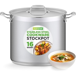 image:imageNutriChef 12Quart Stainless Steel Stockpot with Stainless Steel Lid  188 Food Grade Heavy Duty Large Stock Pot for Stew amp Soup Works wInduction16 Quarts