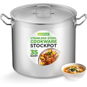 image:imageNutriChef 12Quart Stainless Steel Stockpot with Stainless Steel Lid  188 Food Grade Heavy Duty Large Stock Pot for Stew amp Soup Works wInduction35 Quarts