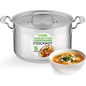 image:imageNutriChef 12Quart Stainless Steel Stockpot with Stainless Steel Lid  188 Food Grade Heavy Duty Large Stock Pot for Stew amp Soup Works wInduction5 Quarts