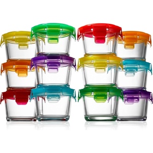 image:imageNutriChef 24Piece 12 Glass Food Storage Containers and 12 Lids 448oz Mini Stackable Meal Prep Round Containers  Microwave Freezer amp Dishwasher Safe For Food Snacks Fruits Nuts amp More