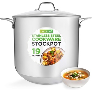 image:imageNutriChef 3Quart Stainless Steel Soup Pot  188 Food Grade Heavy Duty Cookware Stock Pot Stew Pot Simmering Pot Kitchenware wSee Through Lid Dishwasher Safe For Induction Gas Ceramic Cooktops19 Quarts