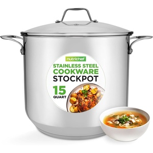 image:imageNutriChef 3Quart Stainless Steel Soup Pot  188 Food Grade Heavy Duty Cookware Stock Pot Stew Pot Simmering Pot Kitchenware wSee Through Lid Dishwasher Safe For Induction Gas Ceramic Cooktops15 Quarts