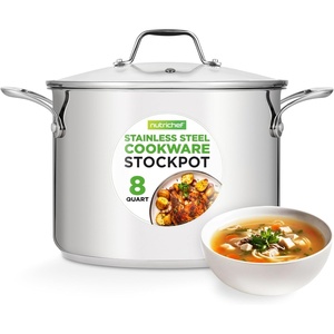 image:imageNutriChef 3Quart Stainless Steel Soup Pot  188 Food Grade Heavy Duty Cookware Stock Pot Stew Pot Simmering Pot Kitchenware wSee Through Lid Dishwasher Safe For Induction Gas Ceramic Cooktops8 Quarts