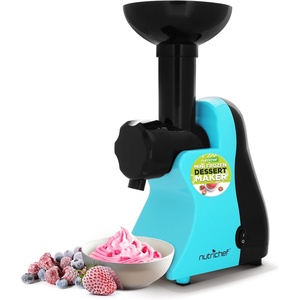 image:imageNutriChef Electric Frozen Fruit Dessert Maker  Fruit Sorbet Machine  Make Ice Cream Dessert Gelato Smoothies Slushies amp Frozen Yogurt  Includes Food Plunger amp Recipe Book  Blue