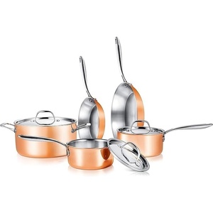 image:imageNutriChef Kit 8Piece Steel4Ply Cookware wCast Stainless Steel Handle 4Ply Kitchenware Pots amp Pans Set Stylish Kitchen NCCWHA