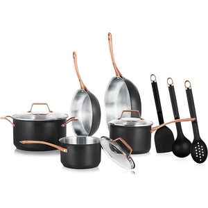 image:imageNutriChef NonStick Kitchenware Pots amp Pans11 Pcs Stylish Kitchen Set wModern Cookware Design Small amp Medium Skillet Fry Pans wGolden Handles NCONYX