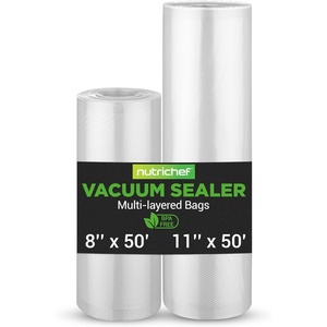 image:imageNutriChef Vacuum Sealer Bags for Food 8 x 50 amp 11 x 50 2 Rolls 100 Total  Works with All Sealers BPAFree HeavyDuty MultiLayered  Freezer Microwave amp Sous Vide Safe