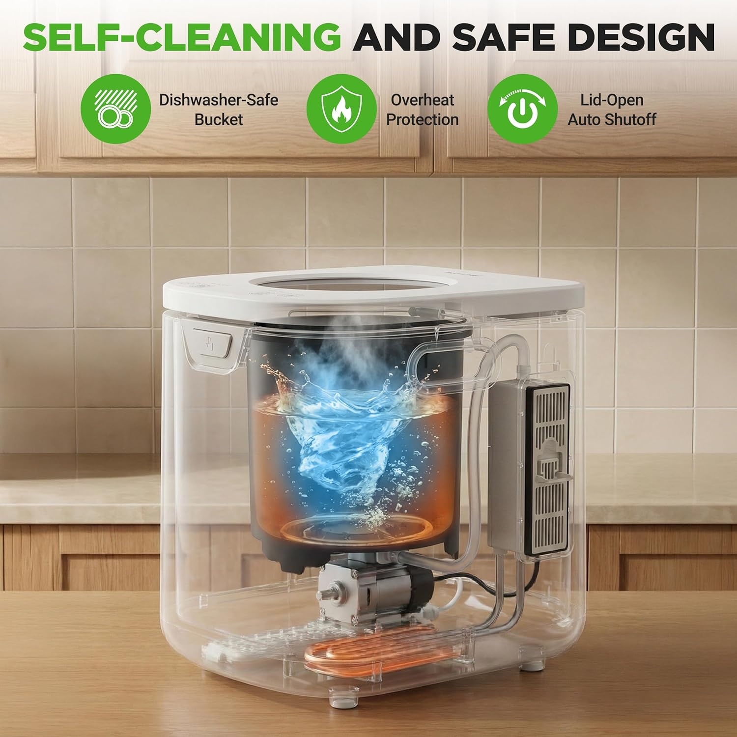 image:imageNutriChef 4 Quart Electric Kitchen Composter  Smart Countertop Composter Includes 2 Odorless Carbon Filters  Electric Compost Bin for Indoor Use  3 Volume Based Modes Small Medium amp Large  GrayWhite