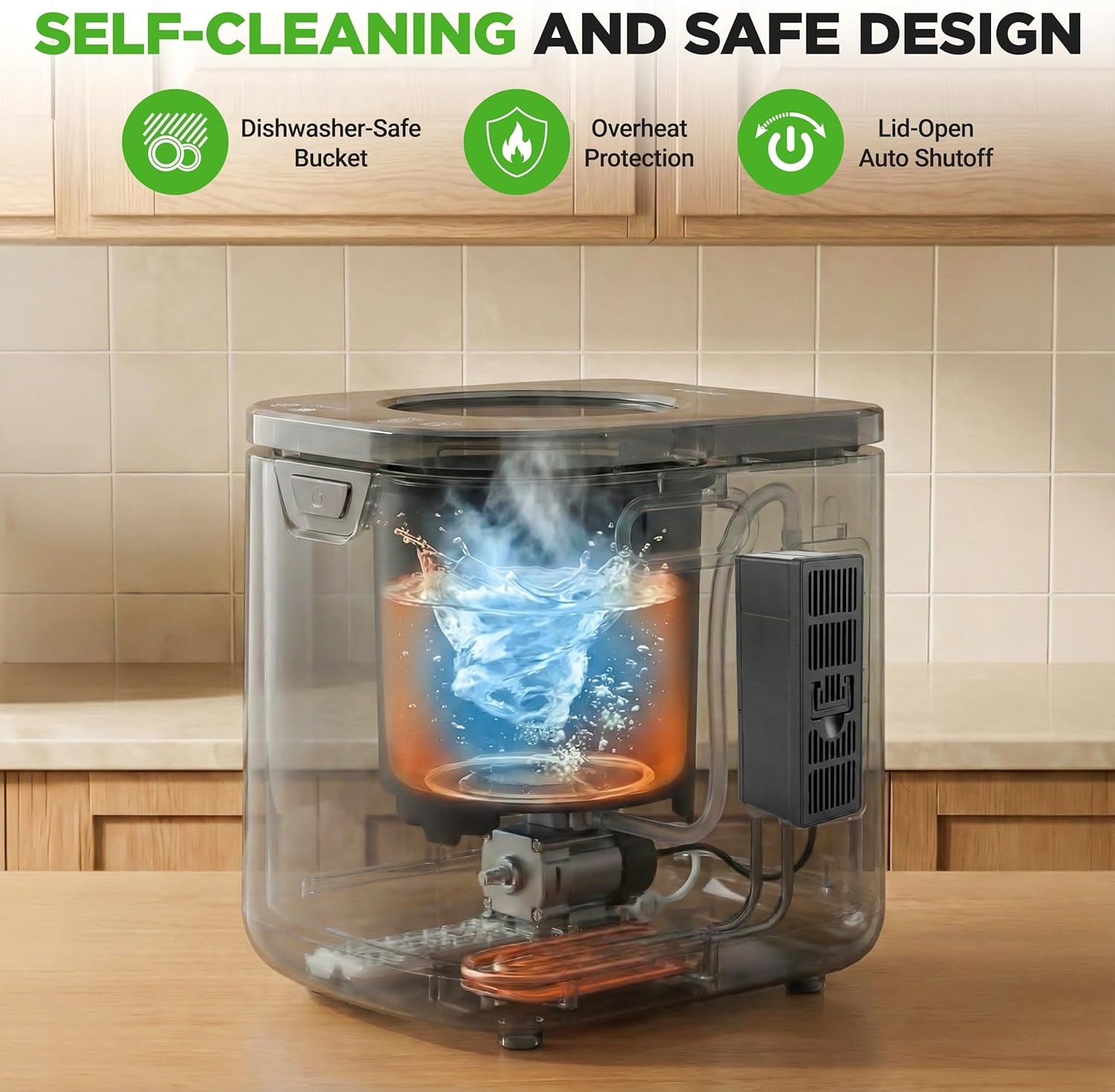 image:imageNutriChef 4 Quart Electric Kitchen Composter  Smart Countertop Composter Includes 2 Odorless Carbon Filters  Electric Compost Bin for Indoor Use  3 Volume Based Modes Small Medium amp Large  GrayBlack