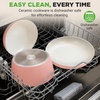 image:imageNutriChef 18Piece Ceramic Cookware Set with Detachable Handles SpaceSaving Nonstick Pots Pans amp Lids OvenSafe Bowls Stackable Storage Includes Cooking Utensils amp Accessories BluePink
