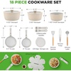 image:imageNutriChef 18Piece Ceramic Cookware Set with Detachable Handles SpaceSaving Nonstick Pots Pans amp Lids OvenSafe Bowls Stackable Storage Includes Cooking Utensils amp Accessories BlueCream