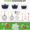 image:imageNutriChef 18Piece Ceramic Cookware Set with Detachable Handles SpaceSaving Nonstick Pots Pans amp Lids OvenSafe Bowls Stackable Storage Includes Cooking Utensils amp Accessories BlueBlue