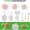 image:imageNutriChef 18Piece Ceramic Cookware Set with Detachable Handles SpaceSaving Nonstick Pots Pans amp Lids OvenSafe Bowls Stackable Storage Includes Cooking Utensils amp Accessories BluePink