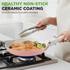 image:imageNutriChef 18Piece Ceramic Cookware Set with Detachable Handles SpaceSaving Nonstick Pots Pans amp Lids OvenSafe Bowls Stackable Storage Includes Cooking Utensils amp Accessories BluePink