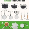 image:imageNutriChef 18Piece Ceramic Cookware Set with Detachable Handles SpaceSaving Nonstick Pots Pans amp Lids OvenSafe Bowls Stackable Storage Includes Cooking Utensils amp Accessories BlueGray