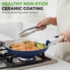 image:imageNutriChef 18Piece Ceramic Cookware Set with Detachable Handles SpaceSaving Nonstick Pots Pans amp Lids OvenSafe Bowls Stackable Storage Includes Cooking Utensils amp Accessories BlueBlue
