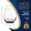 image:imageNutriChef 19 Ounce Stemless Wine Glasses For Red or White Wine Set of 4 For Party And Gifting Clear LeadFree and Ice Crack Design4 Glasses