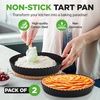 image:imageNutriChef 2 Round Tart Pans  9 Inch Carbon Steel Cheesecake Baking Trays with Removable Base  Nonstick amp Even Heat Distribution  Includes 100 Parchment Papers  Height of 1 Inch  Black