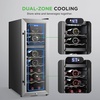 image:imageNutriChef 27 Bottle Wine Fridge  Dual Zone Wine Chiller  Adjustable Temperature 41F to 64F  Ultra Quiet Operation  Wine Cooler For Home amp Office  Free Standing 43x11x23 IN  Black18 Bottle SS Handle