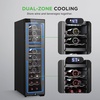 image:imageNutriChef 27 Bottle Wine Fridge  Dual Zone Wine Chiller  Adjustable Temperature 41F to 64F  Ultra Quiet Operation  Wine Cooler For Home amp Office  Free Standing 43x11x23 IN  Black27 Bottle Black No Handle