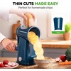 image:imageNutriChef 5 in 1 Cheese Grater amp Shredder  5 Different Blades for Thin Thick Julienne Strips Wavy amp Straight Strips  Includes Hand Crank Strong Suction Base amp Storage Container  BlackBlue