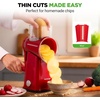 image:imageNutriChef 5 in 1 Cheese Grater amp Shredder  5 Different Blades for Thin Thick Julienne Strips Wavy amp Straight Strips  Includes Hand Crank Strong Suction Base amp Storage Container  BlackRed