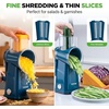 image:imageNutriChef 5 in 1 Cheese Grater amp Shredder  5 Different Blades for Thin Thick Julienne Strips Wavy amp Straight Strips  Includes Hand Crank Strong Suction Base amp Storage Container  BlackBlue