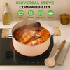 image:imageNutriChef Ceramic Cookware Set with Cooking Utensils 14Piece Nonstick Cookware Set with Glass Lids Compatible with All Cooktops HeatResistant Handles and Stylish Finish BeigePink