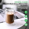 image:imageNutriChef Double Wall Insulated Glasses  2pcs 8 oz High Borosilicate Glass Sweat Free Mugs Clear Drinkware for HotCold Drinks Coffee Espresso Cappuccino Latte Tea Microwavable Dishwasher Safe